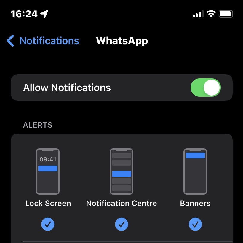 WhatsApp iOS notifications