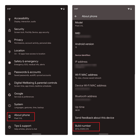 Activate developer mode for Android