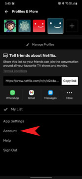 open the Netflix account settings on the phone