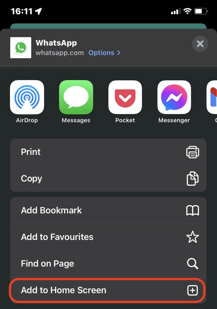 Add ios to the home screen