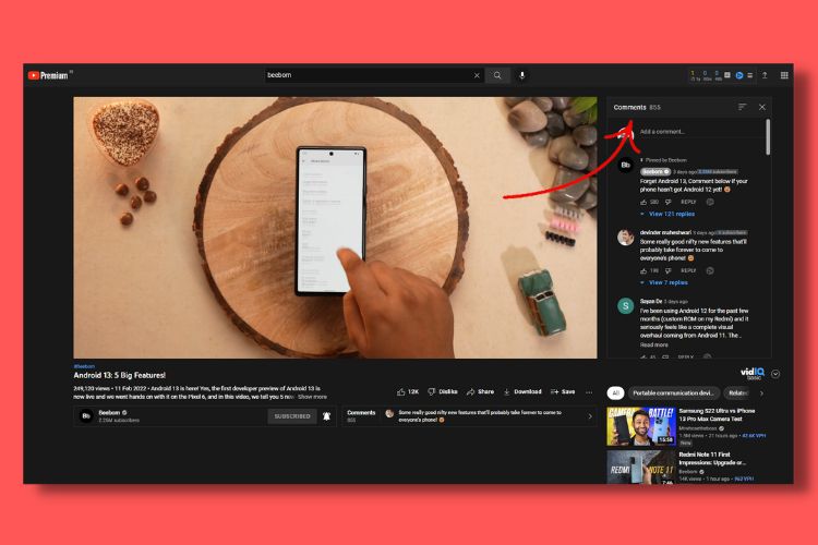 YouTube Tests the Ability to Read Comments While Watching Videos on Desktop